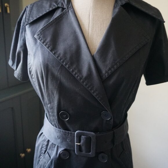 Club Monaco Belted Trench Dress I Size 8 I Black - Picture 8 of 8